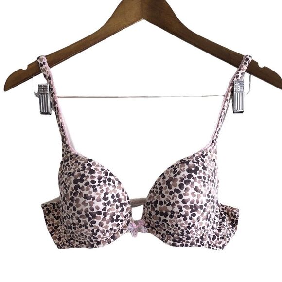 🚨3/$20🚨 Victorias Secret Cheetah Under Wired Supportive Push Up Bra Top Pink 36B - Picture 1 of 14
